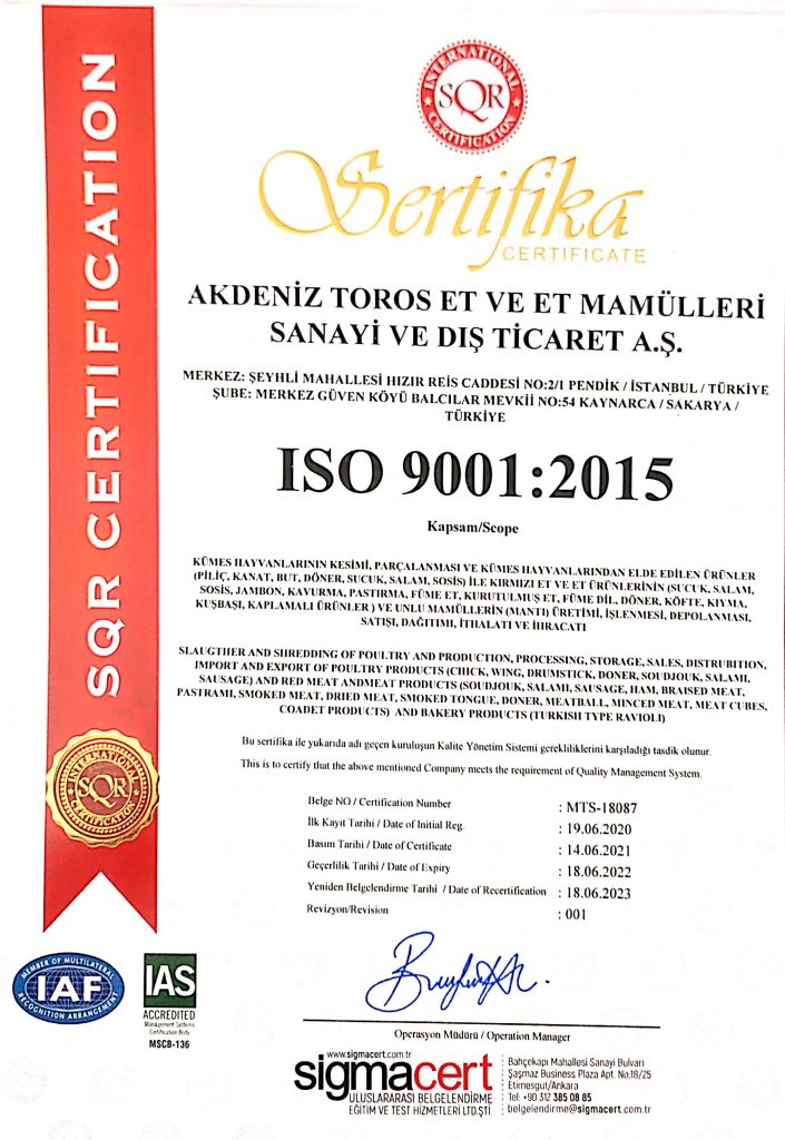 AKDENİZ TOROS ISO 9001 BELGEMİZ